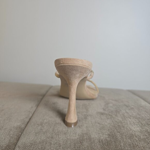 Guess GWHabbit‎ Rhinestone Strap Mule Slip On Heels Nude Champagne Size 8M - Picture 7 of 8